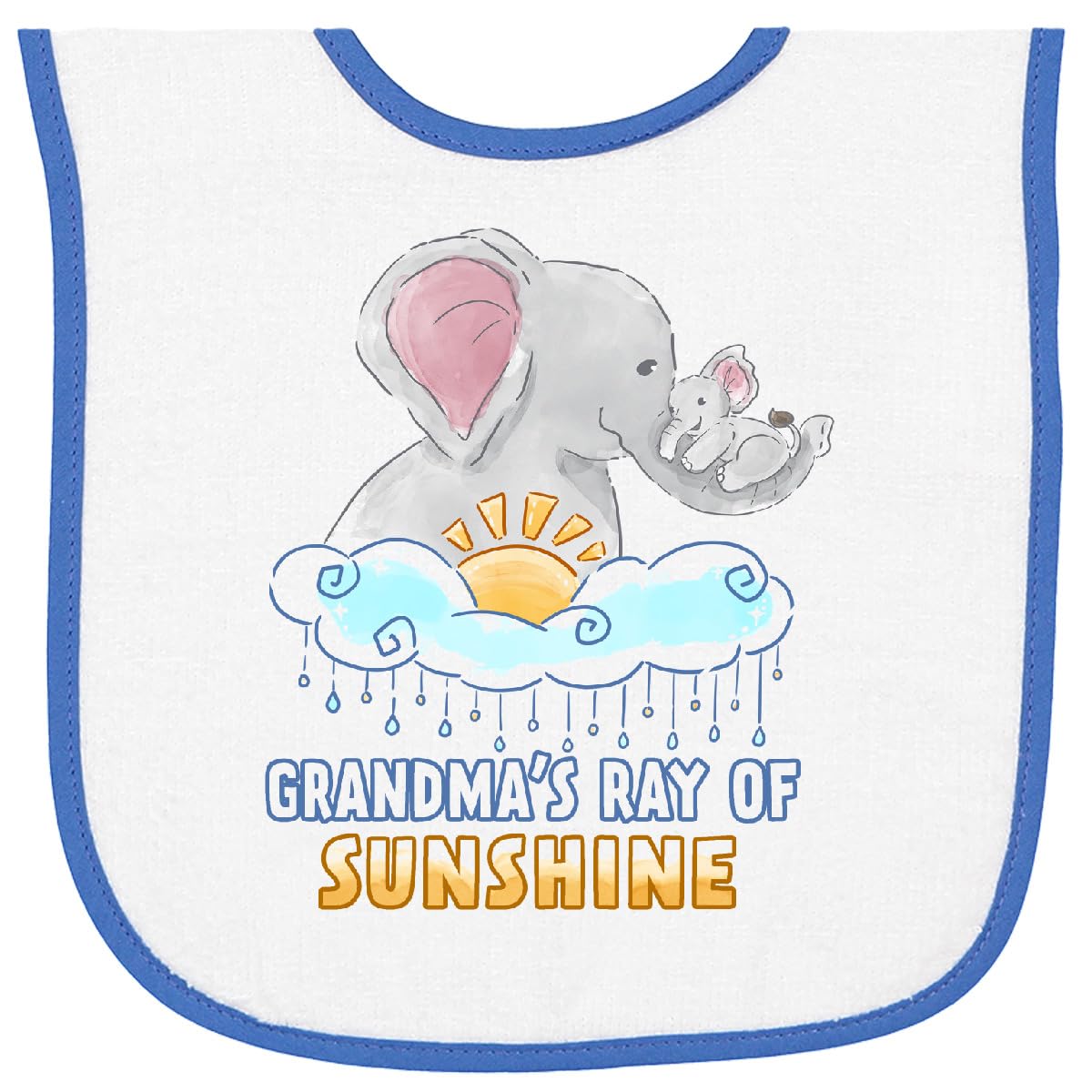 inktastic Grandma's Ray Of Sunshine Cute Elephants Baby Terry Cloth Bib