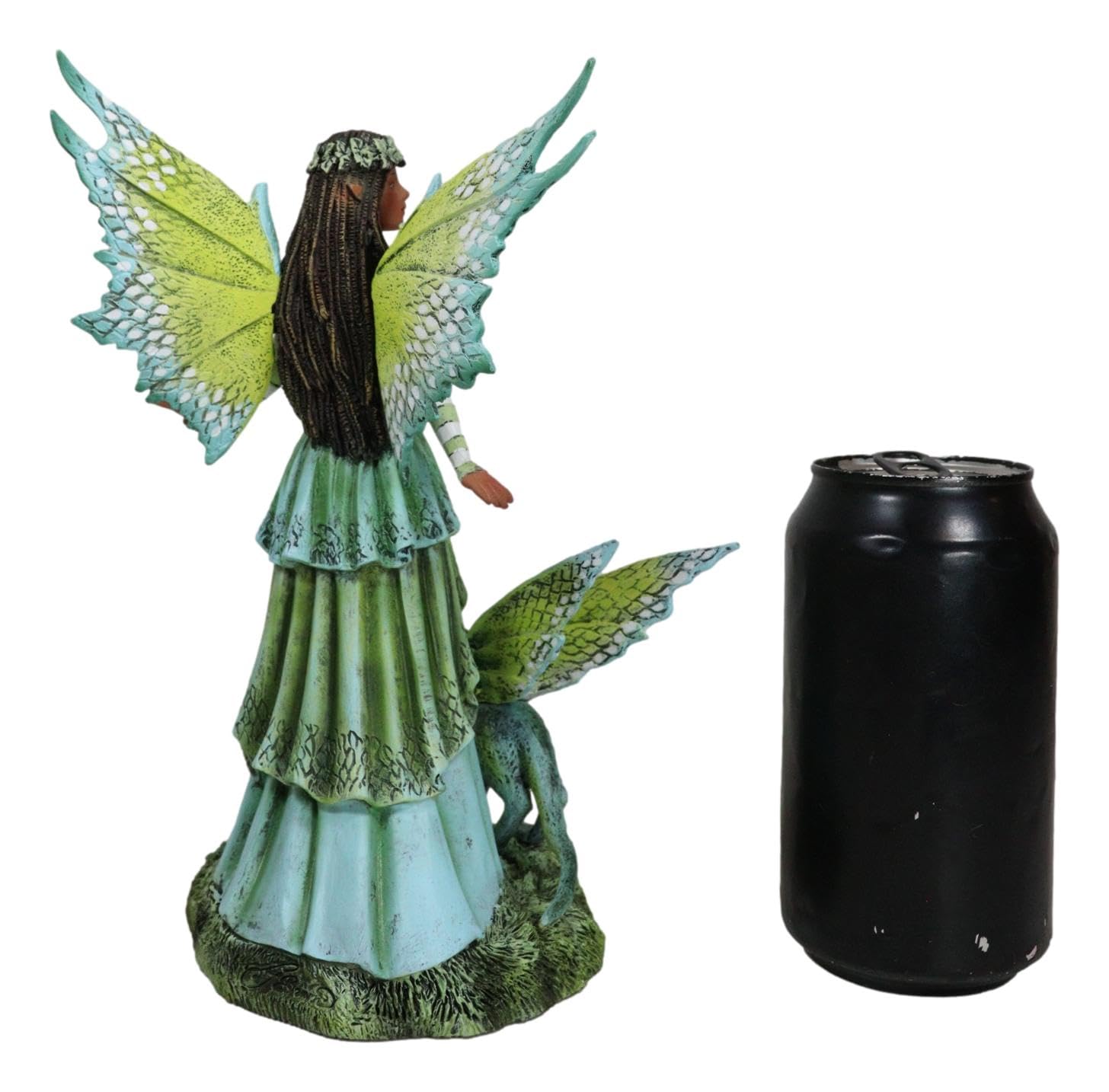 Ebros Gift Amy Brown Fantasy Magic Green Goddess Ebenholz Fee Königin des Waldes mit Haustier Camo Drachenfigur Dungeons and Dragons Faery Kingdom Mythische Skulptur
