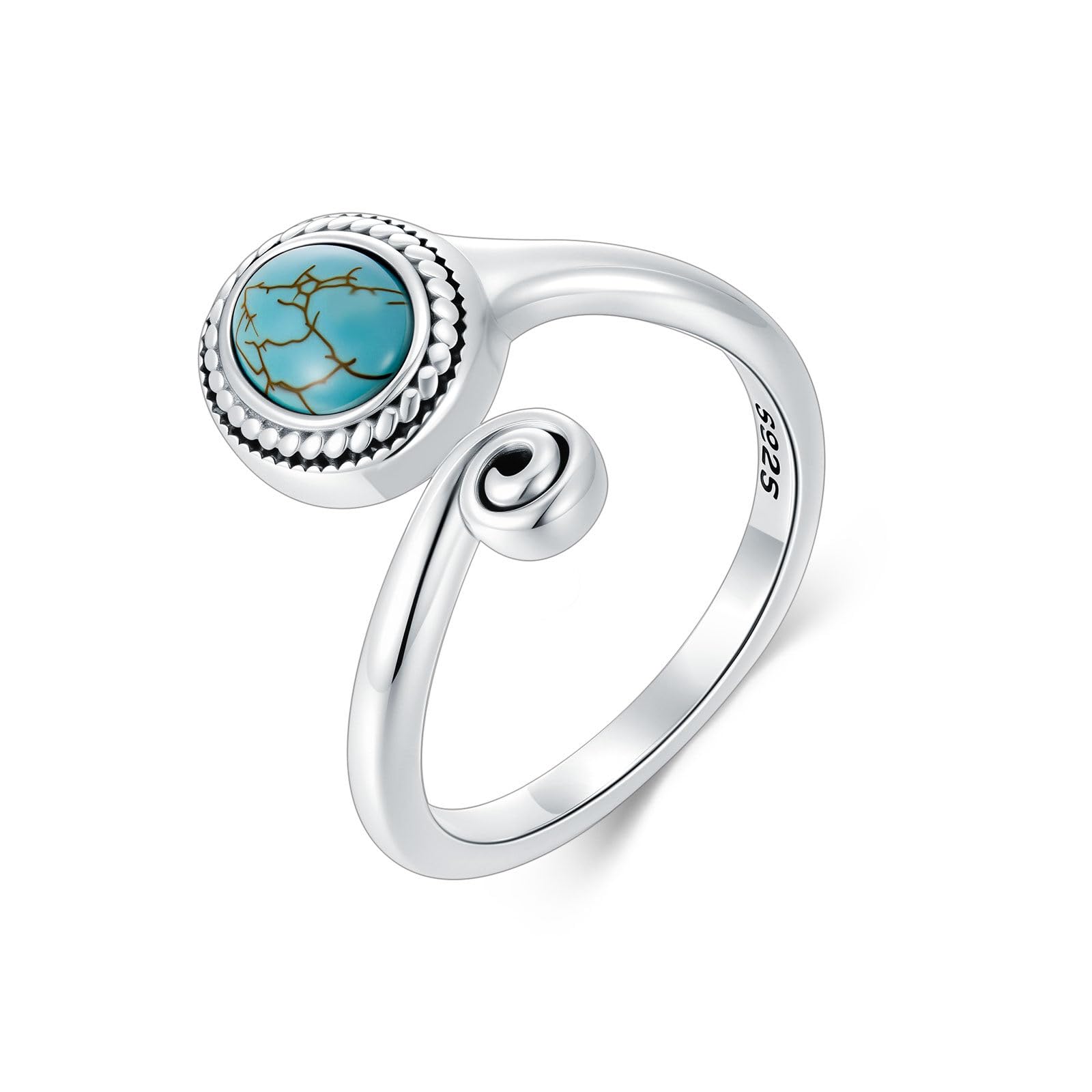 Anillo de pie turquesa natural plata 925 regalo de cumpleaños mujer 6