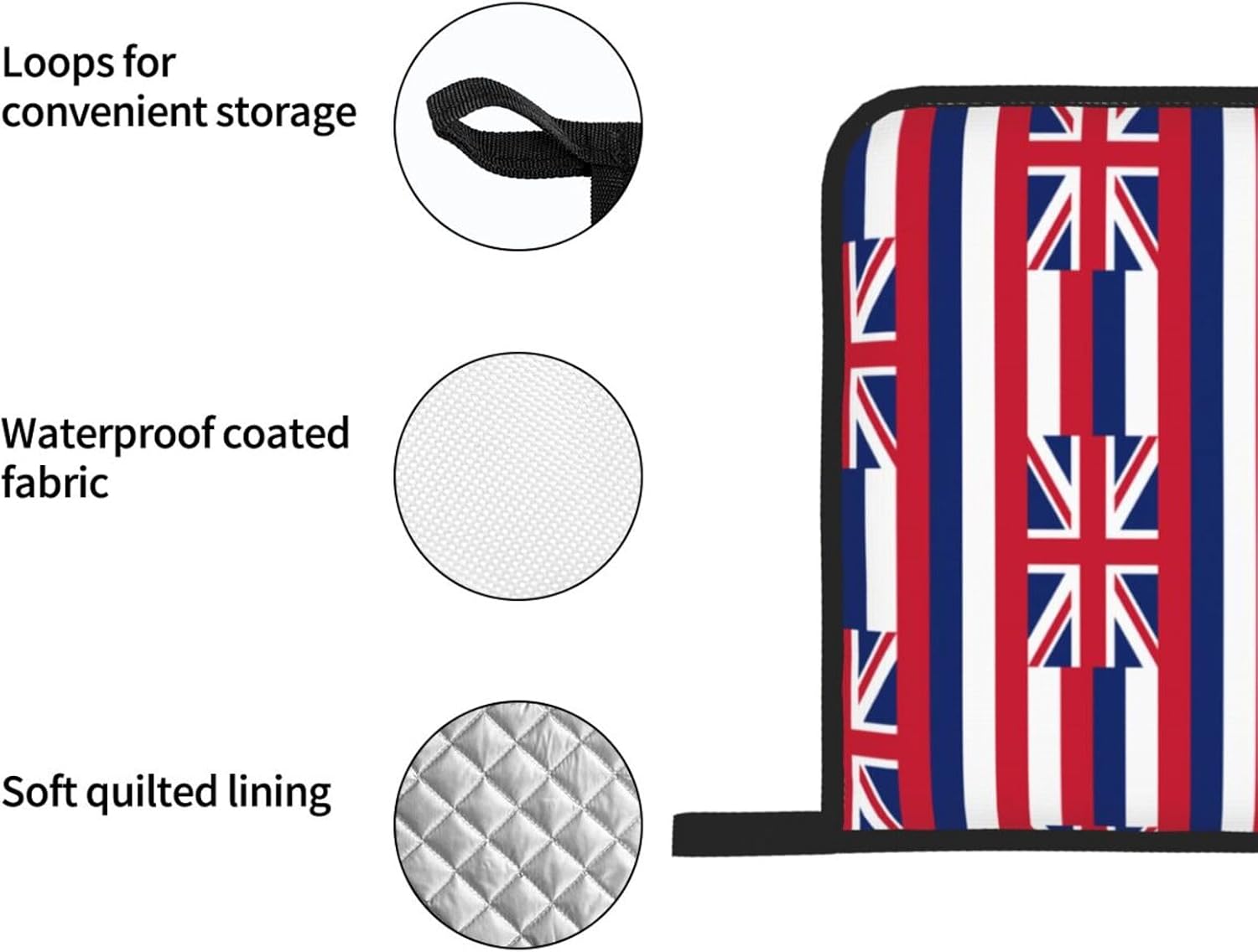 Hawaii Flag Oven gloves and heat-resistant mat 4-piece set. Suitable for grilling, microwave oven frying, and baking