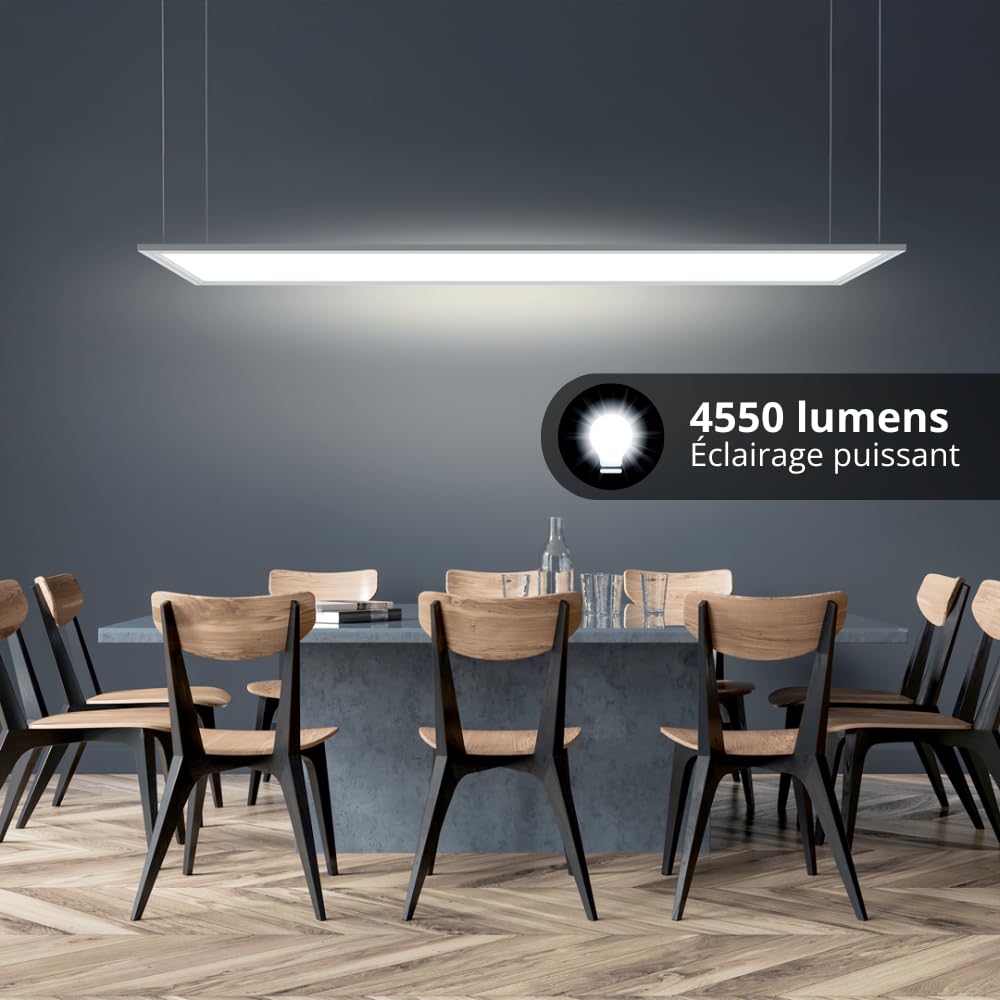 Xanlite - Panel de techo rectangular con 3 modos de fijación, 42 W, LED plano, 3300 lúmenes, diseño 1185 x 285 mm, PA3000RNW, 42 W