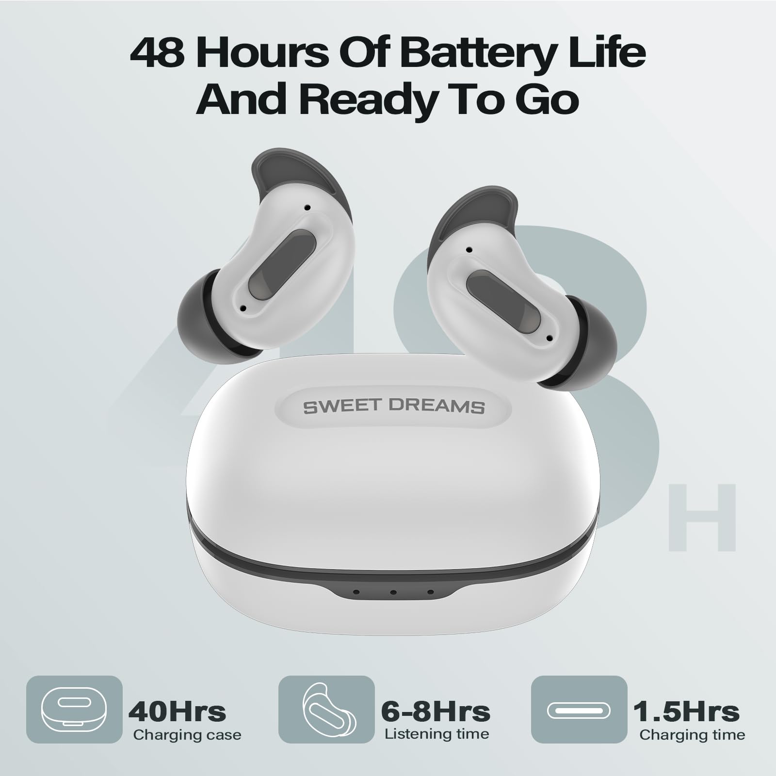 Bluetooth Kopfhörer In-Ear Schlafkopfhörer Mini ANC Kopfhörer Kabellos | Kabellose In-Ear Kopfhörer gegen Schnarchen. Perfekt für Seitenschläfer: Weiches Silikon, ohne Warn-Töne & 48 Std. Laufzeit.