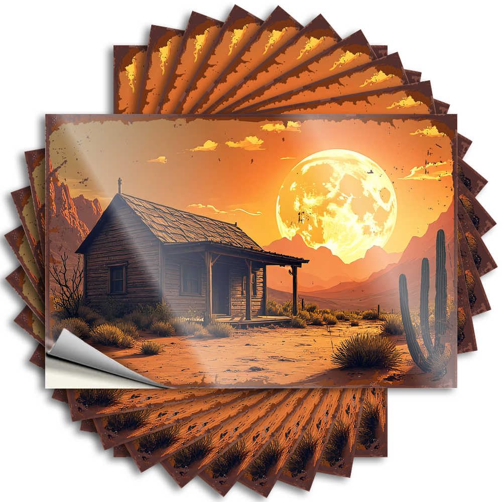 Cheap, Quote Wall Desert Cabin Under A Giant Moonlit Sky | Gamers Bar Accessories Man Cave(8X12CM)