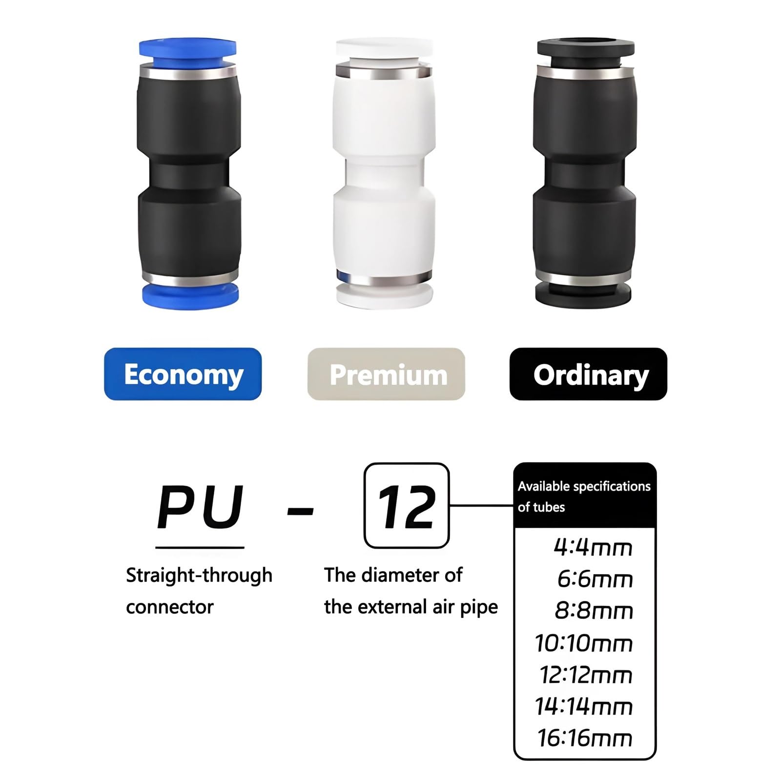 Złączki pneumatyczne Złącze plastikowe PU/PG 4-16 mm wąż rura wciskana proste szybkie połączenie gazowe 1 szt. (PG 8-4 mm, czarny regularny styl)