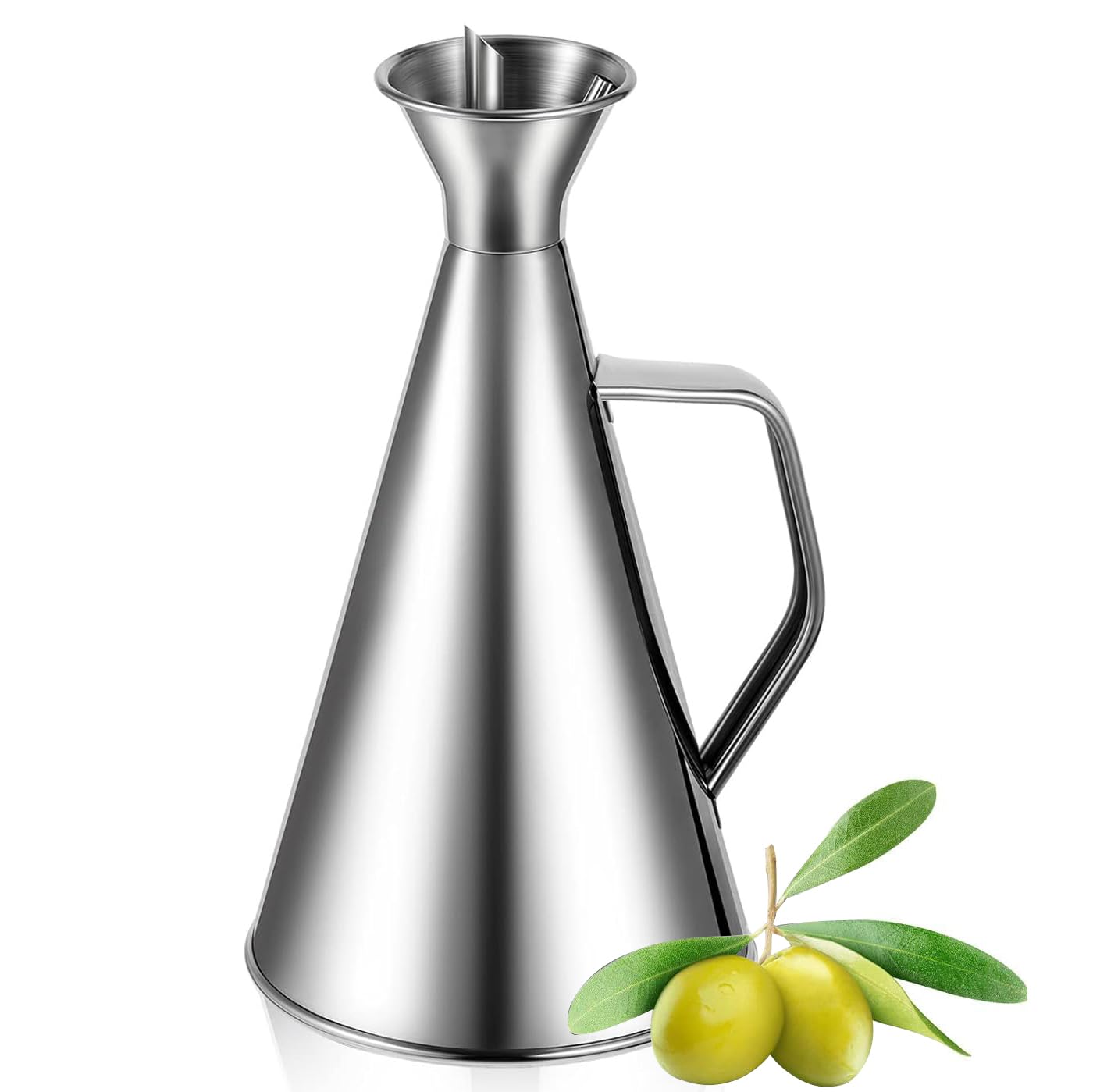 Aceitera Antigoteo de Acero Inoxidable con Tapon Vertedor, Dispensador de Aceite de Oliva con Mango, Botella para Aceite de Cocina, Ideal para Aceite de Oliva, Vinagre y Salsa de Soja - 250 ml