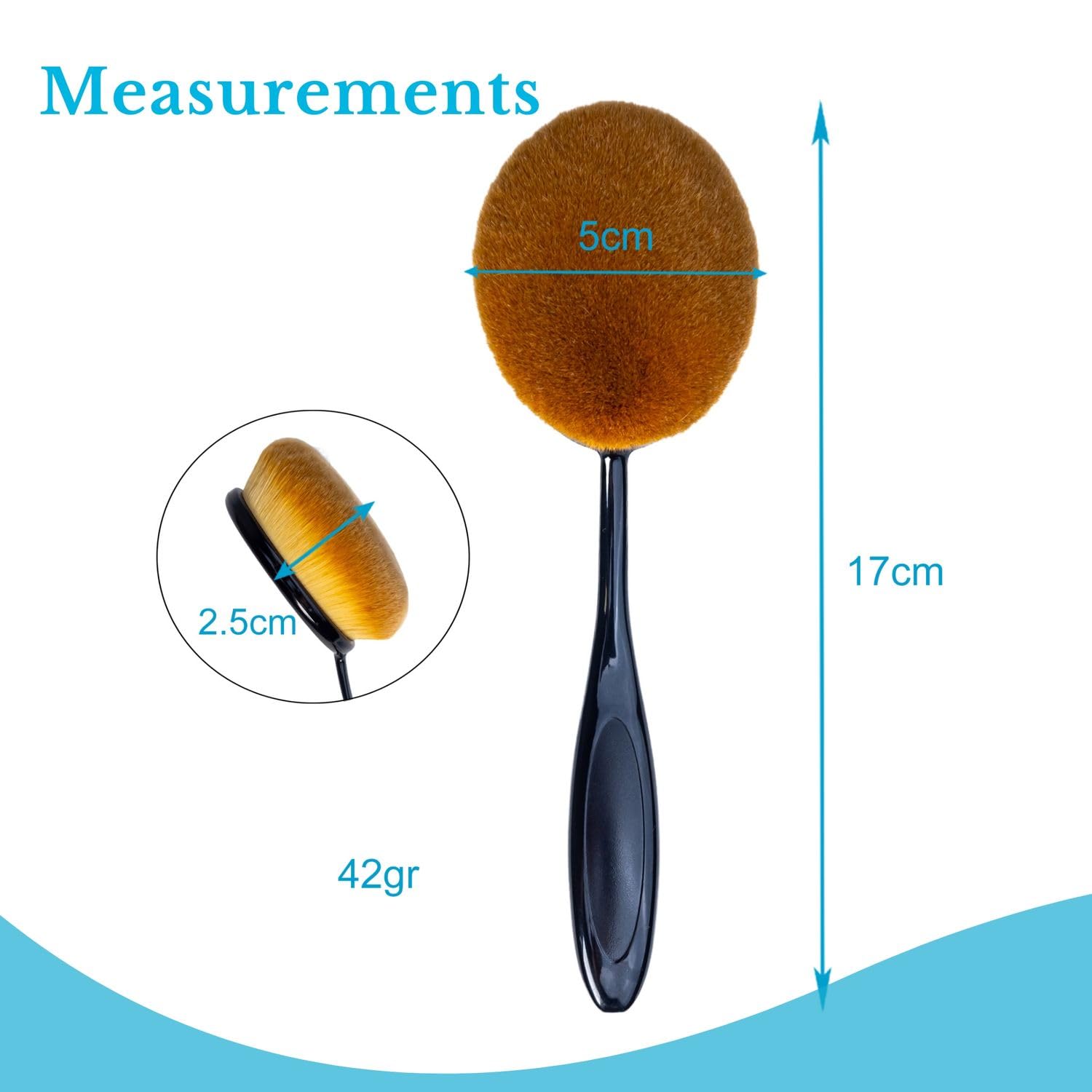 Intirilife Pędzel do makijażu Oval w rozmiarze 1 - średnica pędzla 5 cm - Pędzel do makijażu w kształcie szczoteczki do zębów Pędzel do tuszu Pędzel kosmetyczny do podkładu Korektor Podkład Malowanie