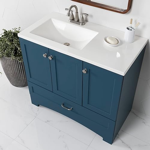 Miniatura 7 de Spring Mill Cabinets Emlyn - Tocador de baño con fregadero, 18.75 pulgadas de profundidad x 36.25 pulgadas de ancho x 32.89 pulgadas de alto, azul