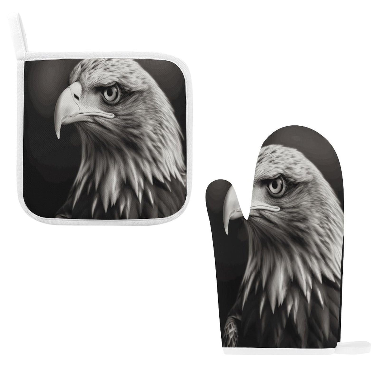 Fodpand Style Eagle Black And White Oven Mitts And Pot Holders Sets