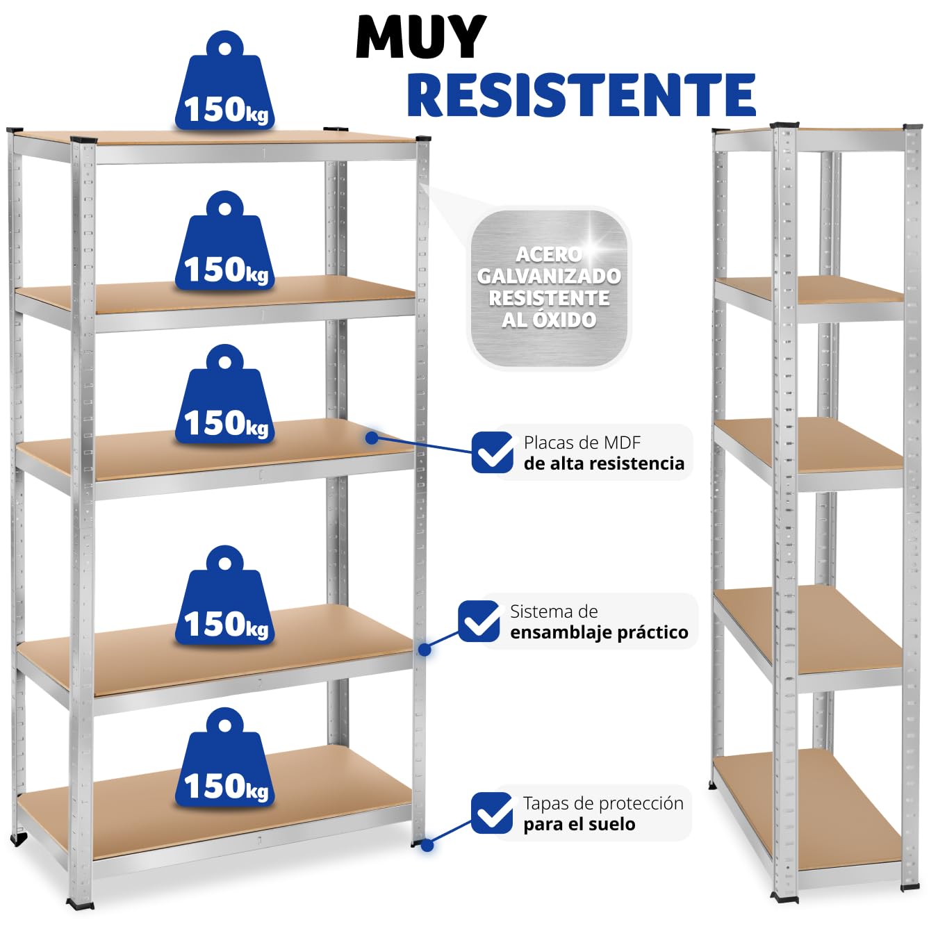 tectake® estantería metálica de 5 estantes, Montaje versátil, Ideal para Taller, Garaje o trastero, estanteria Libros, estanteria trastero, estanteria Metalica - 90 x 40 x 180 cm 750 kg Carga Máxima