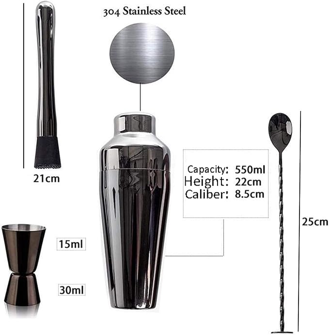 Set de 10 Piezas para Coctelería de Acero Inoxidable con Coctelera miniatura 3