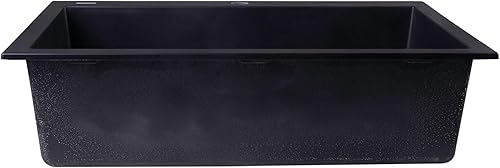 Miniatura 7 de ALFI brand AB3020DI-BLA - Fregadero de cocina compuesto de granito de un solo cuenco, 30 pulgadas, color negro