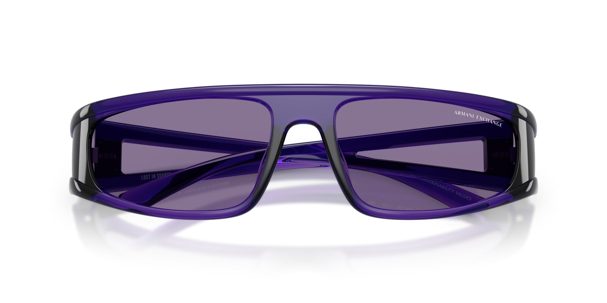 Armani Exchange Unisex Ax4159su Universal Fit Sonnenbrille, Glänzendes transparentes Violett/Violett, verspiegeltes Silber, 59 mm