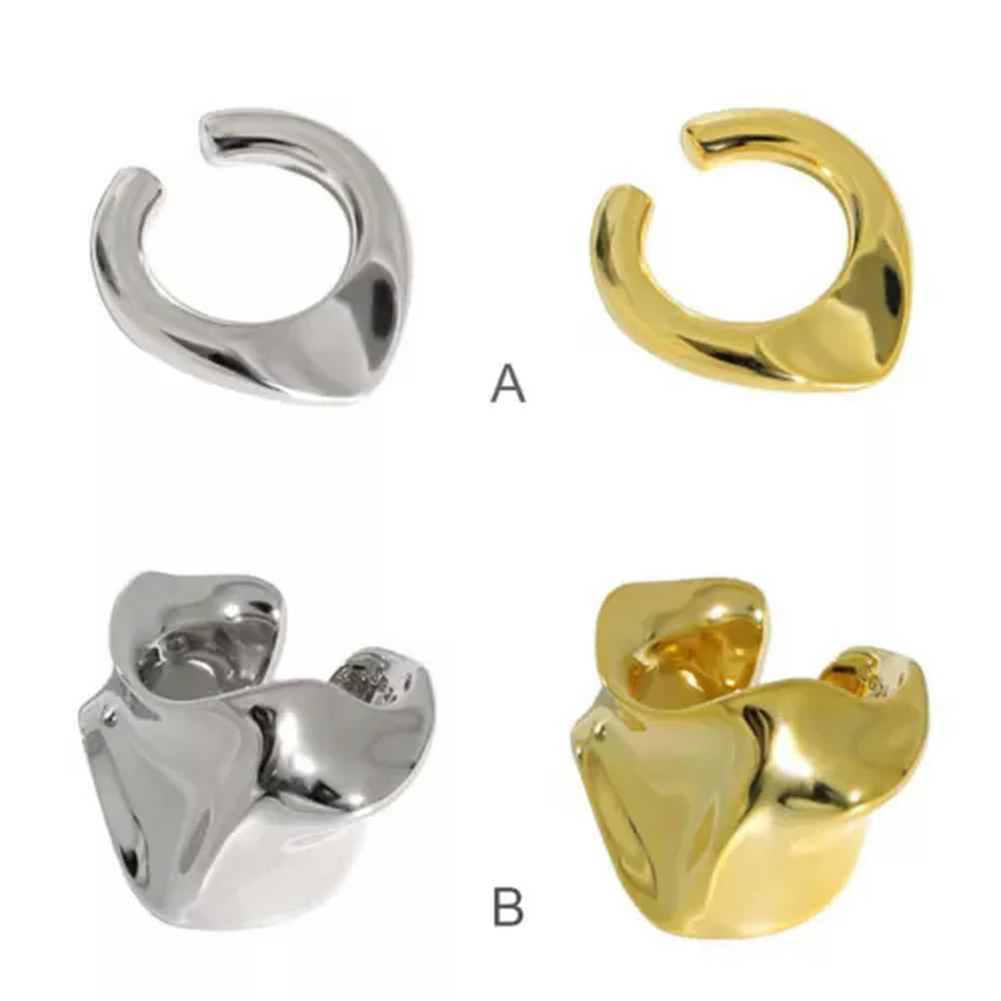 Pendiente de aro de Plata de Ley con Forma Irregular para Mujer, A1326-A, 1 aro pequeño Individual, Dorado