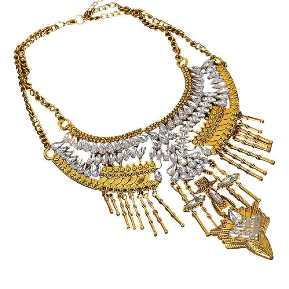 YAZILIND Exaggerated Chunky Necklace Luxury Rhinestone Long Clavicle Chain Jewelry Women Party