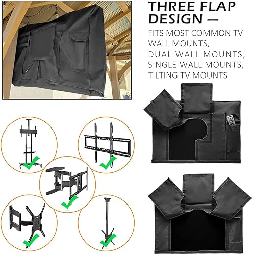 Miniatura 6 de HOMEYA Funda de TV para exteriores de 30 a 32 pulgadas con solapa frontal transparente resistente a los arañazos + cubierta inferior, protector de