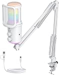Gaming USB Microphone, Annulation de bruit Mic avec Mute,Ajustement de Mic-réverbère de bras de boum, Surveillance pour le streaming, Podcasting, Discord, YouTube,PC, Ordinateur, PS4, PS5, Mac