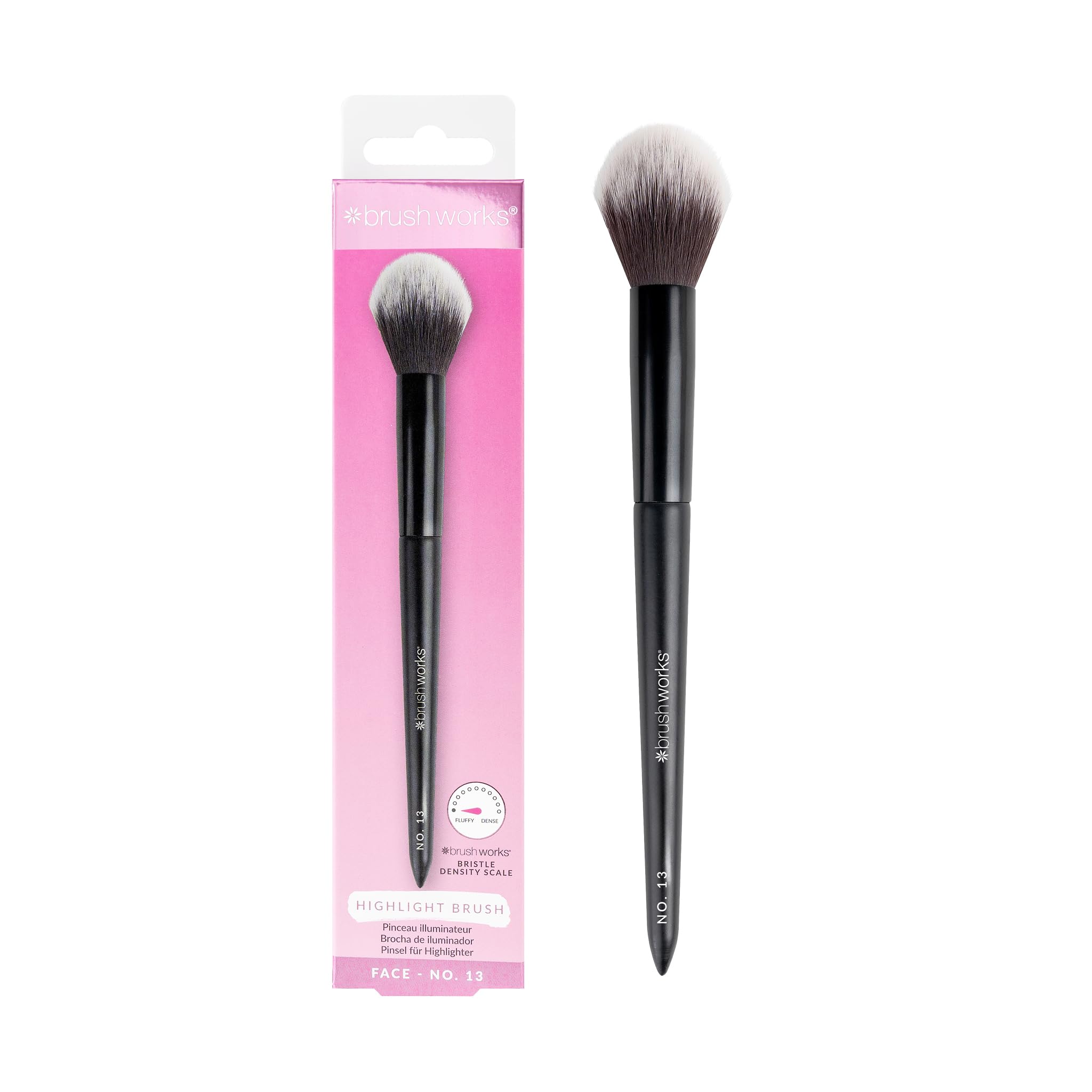 Brushworks No.13 Highlighter Brush – Ultra-Fluffy Tapered Makeup Brush for a Radiant, Glass Skin Glow, Vegan & Cruelty-Free