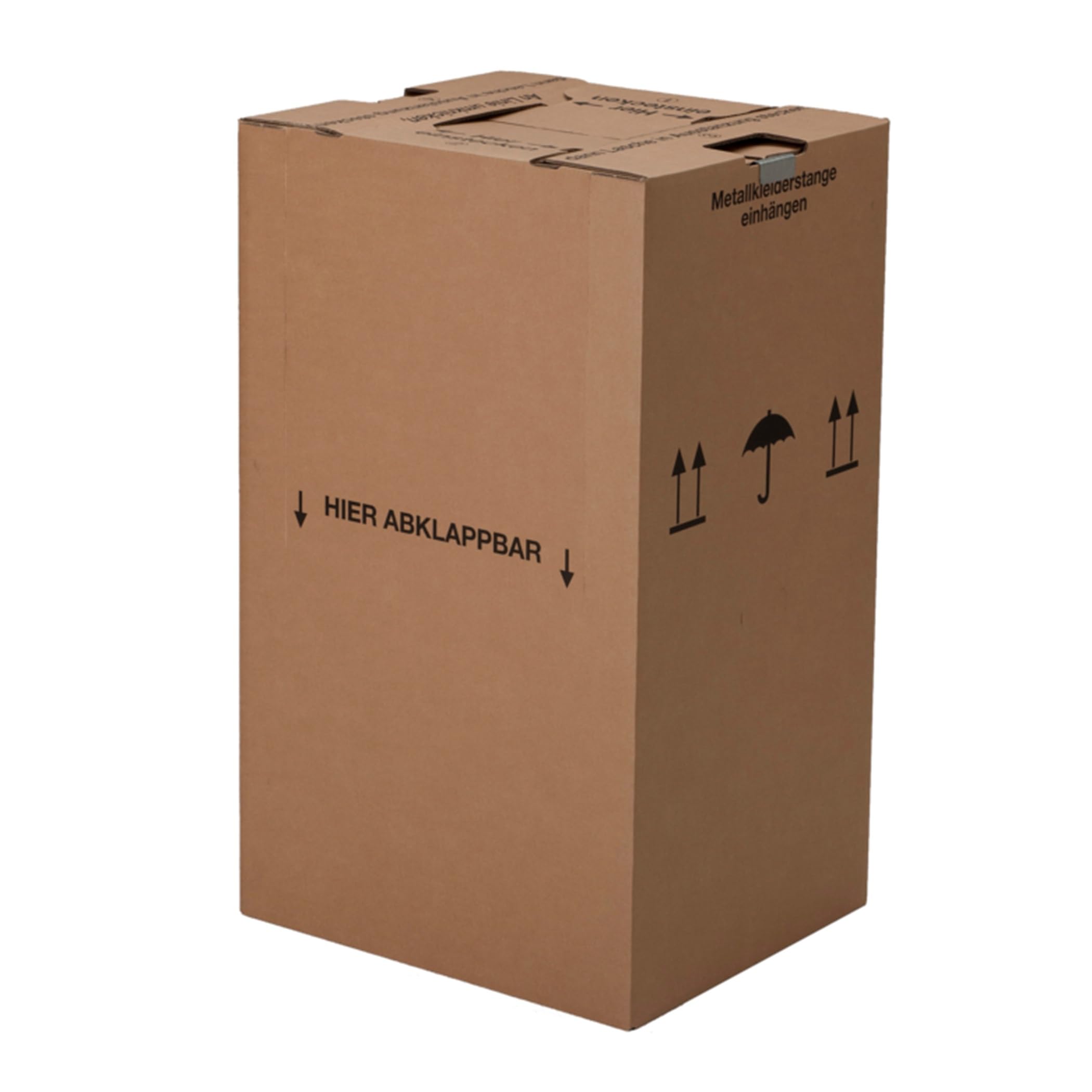 BB-Verpackungen 4x Kleiderbox MINI 612 x 522 x 1020 mm 2-wellig (4 Stück) - praktischer Kleiderkarton mit Metallstange, einfach aufzubauen und 40kg Traglast