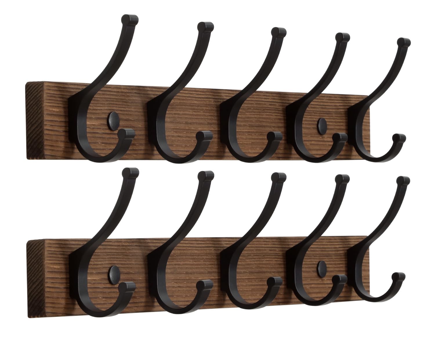 Optish Coat Hooks Wall Mounted, Heavy Duty Coat Hooks for Wall Wooden Coat Rack Wall Mounted for Entryway, Bathroom, Bedroom for Hanging Clothes Towel Hats Bags (2Pack, Brown)