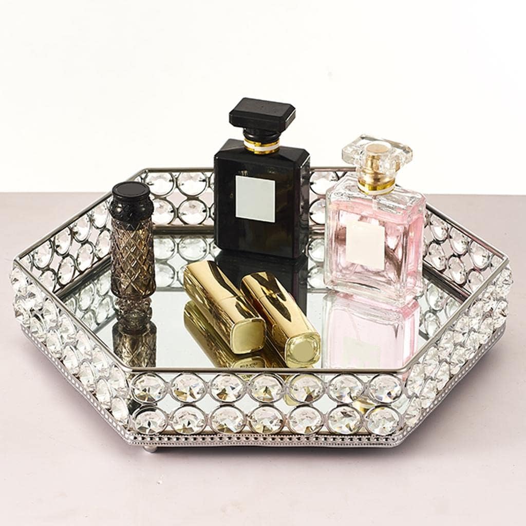 Crystal Vanity Tray Trinket Tray Cosmetic Bottle Home Decotation Skin Care