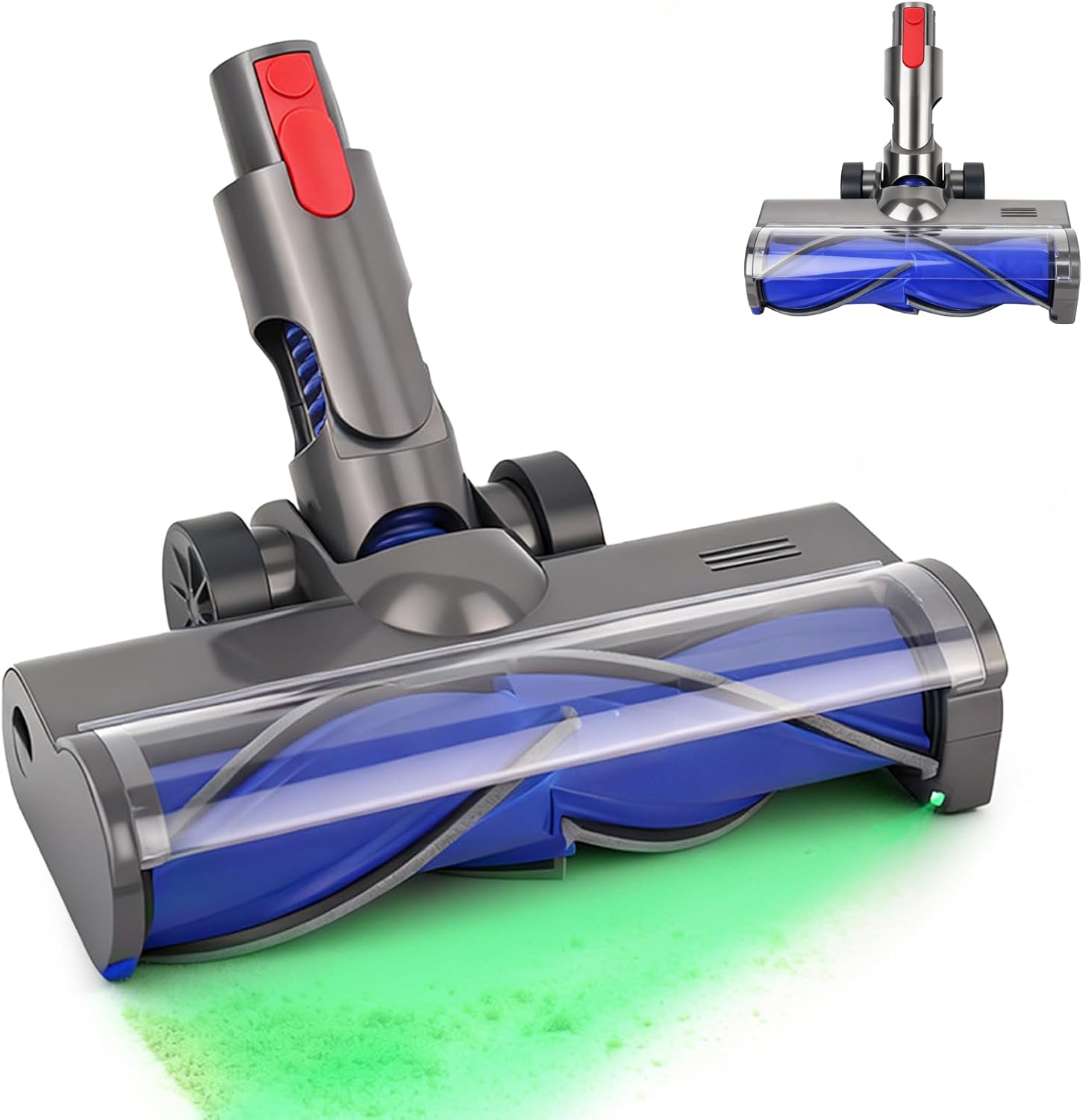 A66T Vacuum Cleaner Brush Head for Roborock H6 H7 Vacuum, with V-Shaped Turbo Bristles and Green Light Dust-Revealing Anti-Tangle Roll Brush for Hardwood Floors & Carpet