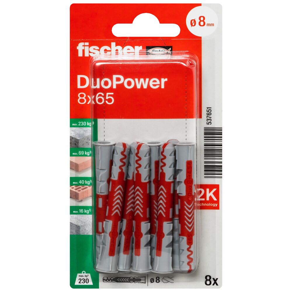 Fischer 537651 Blister Duopower, 8 x 65, Multicolour