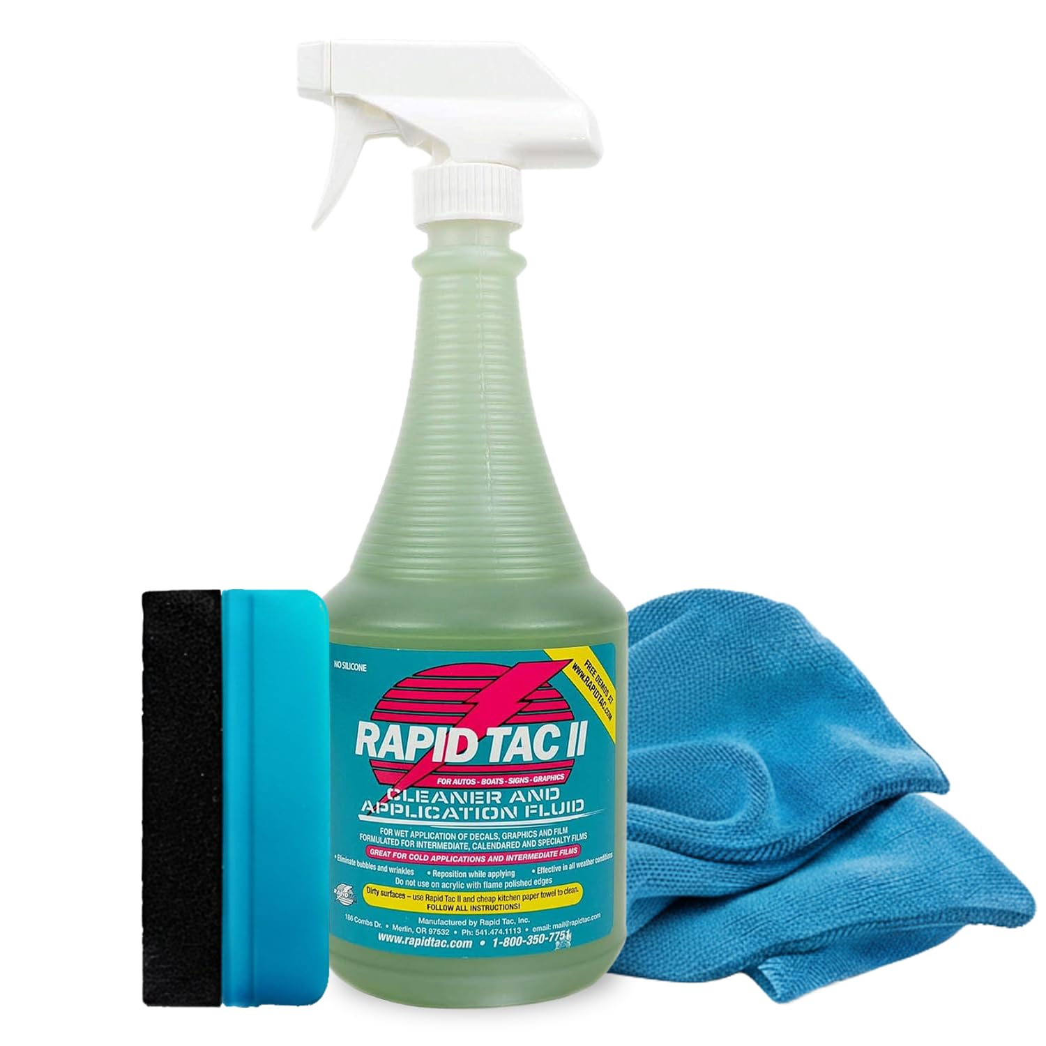 Gold Label Detailing Rapid Tac II Vinyl Wrap Application Fluid Kit with Squeegee and Towel for Car, ATV, Motorcycle, UTV, Boat, Truck in Gold