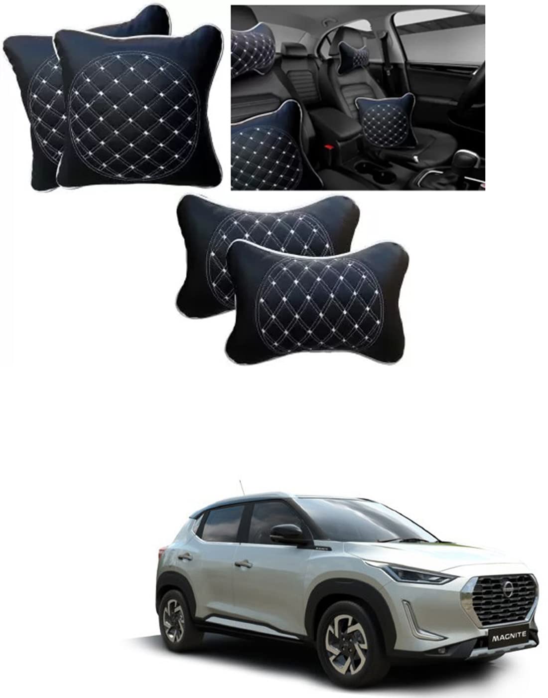 RONISHCar Neck Support and Back Support Cushion for Nissan Magnite_i34