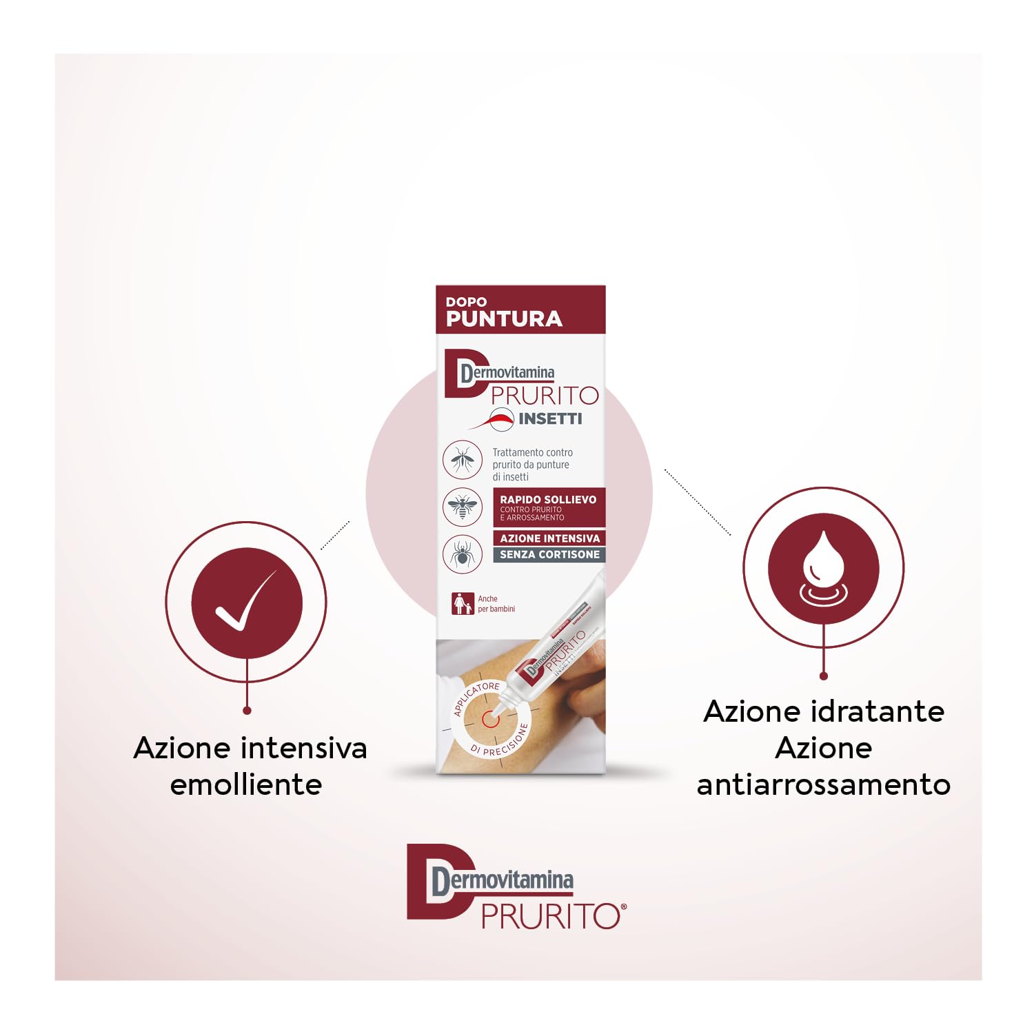 Dermovitamina Prurito Insetti - Trattamento contro Prurito da Punture - Dopo Puntura Zanzare, Tafani, Api, Vespe - Antizanzare Bambini - Rapido Sollievo - Senza Cortisone - Dopopuntura Zanzare - 15ml