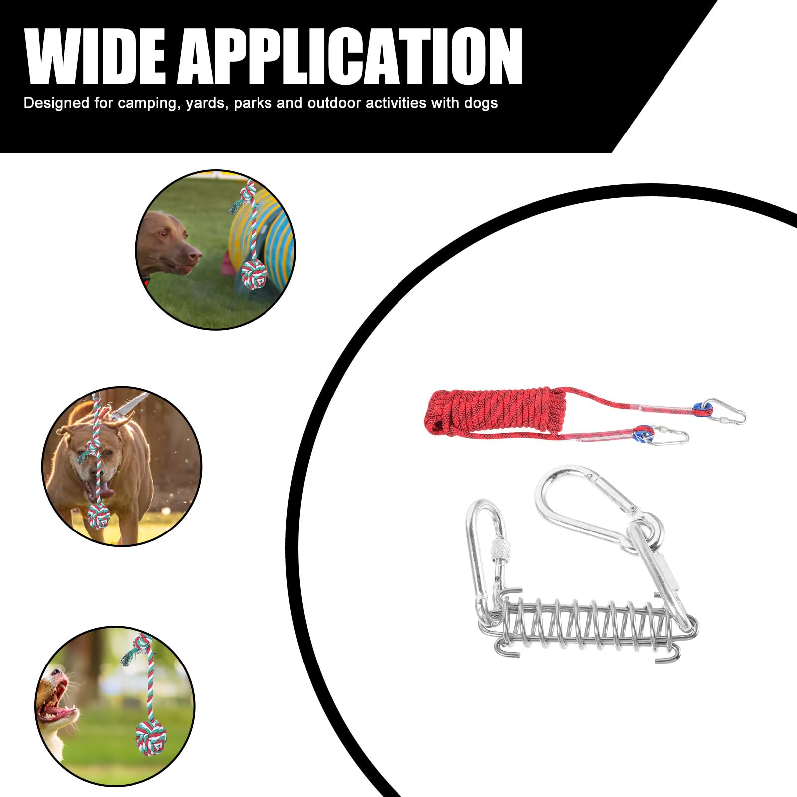 GANAZONO Cuerda para Atar Perros Resorte de Acero Inoxidable, 1 Juego | Algodón, Reutilizable y Resistente Deformación, para Parques y Vacaciones