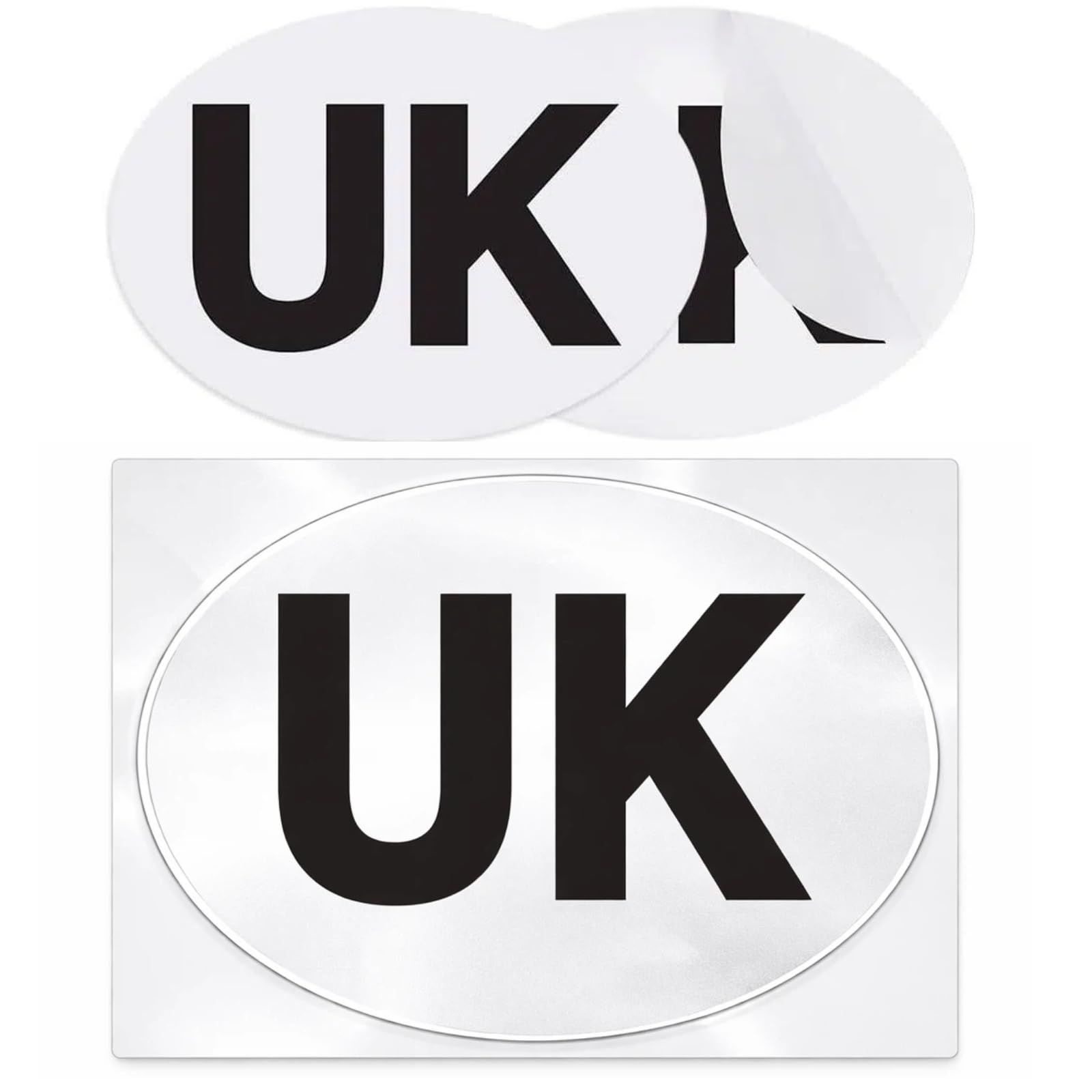 2 Pack UK Car Stickers for Europe, Oval Self Adhesive Vinyl UK Stickers for Car Van Truck, Weatherproof UK Car Stickers for Europe Driving, Easy Apply and Remove