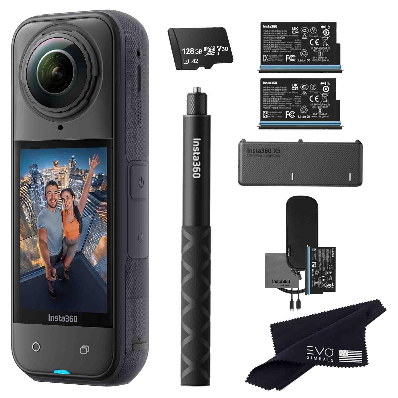 Insta360 X5 Battery Bundle- Waterproof 8K 360 Action Camera with 1/1.28" Sensors, 8K 360 HDR Video, 72MP Photo |Bundle Includes Extra 2 Batteries, Fast Charger, Invisible Selfie Stick, Lens Cap(128GB)-image-14