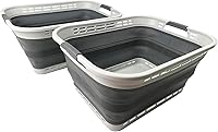 Vista 12 de SAMMART Cesta plegable de plástico para la ropa sucia de 42L (11 galones), contenedor de almacenamiento plegable y organizador, tina de lavado