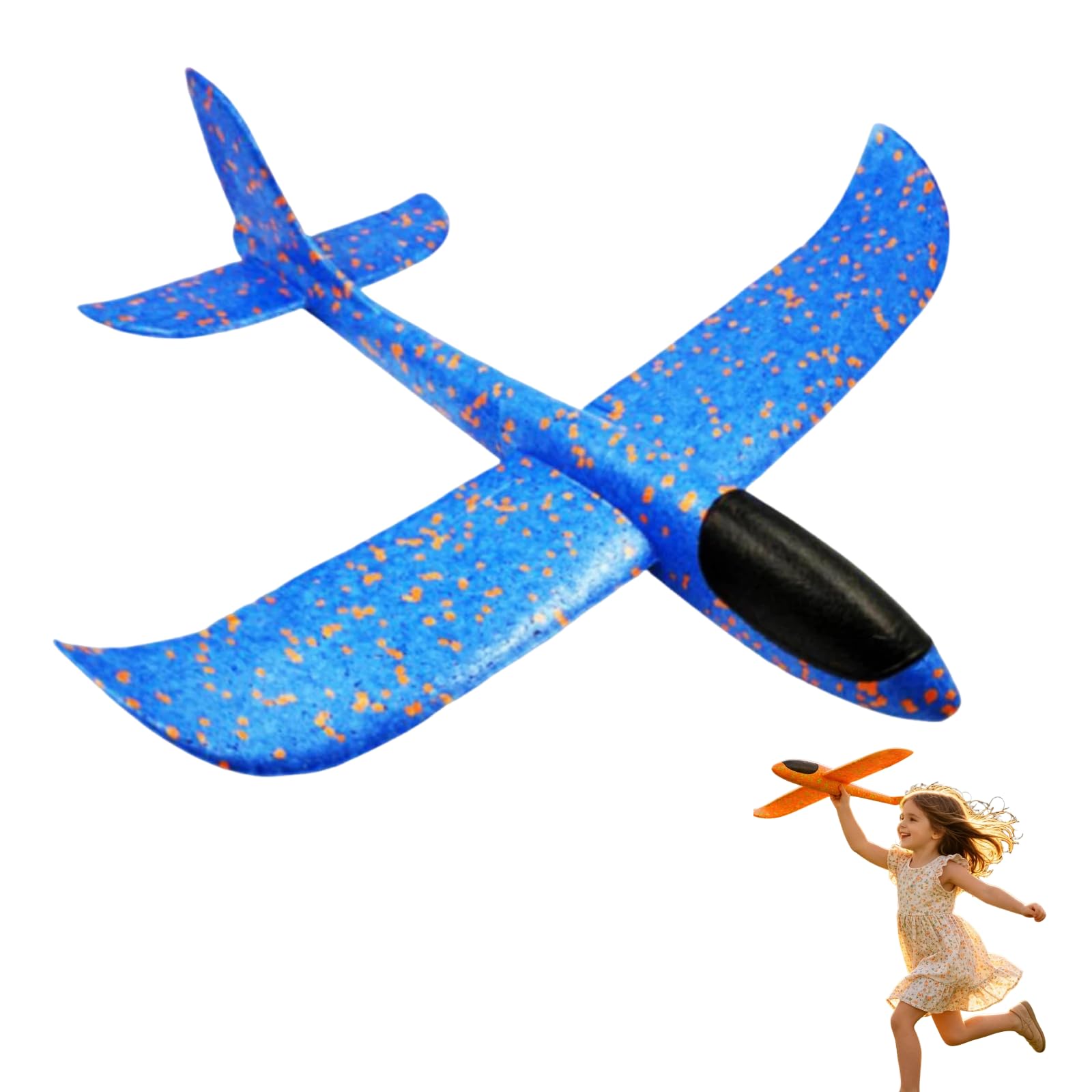 Airplane Toy 48x48x12cm Large Glider Planes𝗳𝗼𝗿 𝟯 𝟰 𝟱 𝟲 𝟳 𝟴 𝟵 𝗬𝗲𝗮𝗿𝘀 𝗢𝗹𝗱 𝗕𝗼𝘆𝘀 𝗚𝗶𝗿𝗹𝘀,Throwing Foam Plane,Hand Launched Flying Aeroplanes Parent Kid Activities (Blue)
