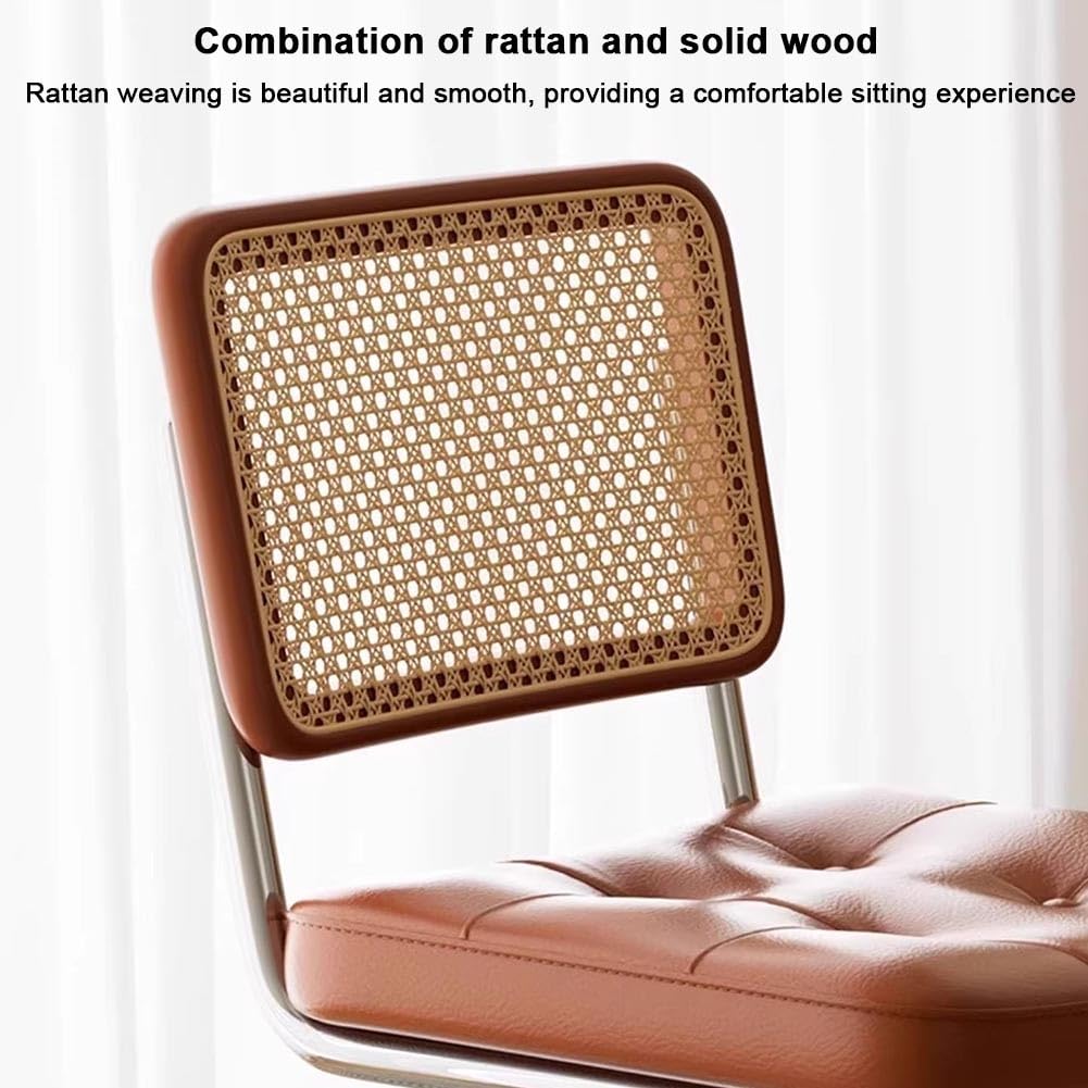 Sillas de Comedor Modernas de Mediados de Siglo, sillas Laterales de ratán sintético con Patas de Metal y Asiento tapizado para Comedor, Sala de Estar y Dormitorio.