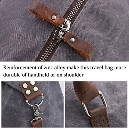 Oversized Travel Duffel Bag Waterproof Canvas Genuine Leather Weekend bag Weekender Overnight Carryon Hand Bag