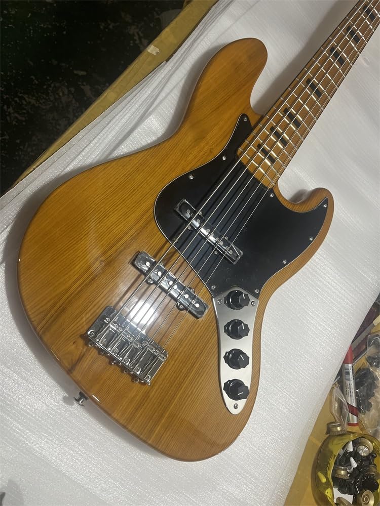 Niestandardowe 4-strunowa gitara basowa Korpus z lipy, palisander, podstrunnica, chromowany osprzęt, żółte, błyszczące wykończenie