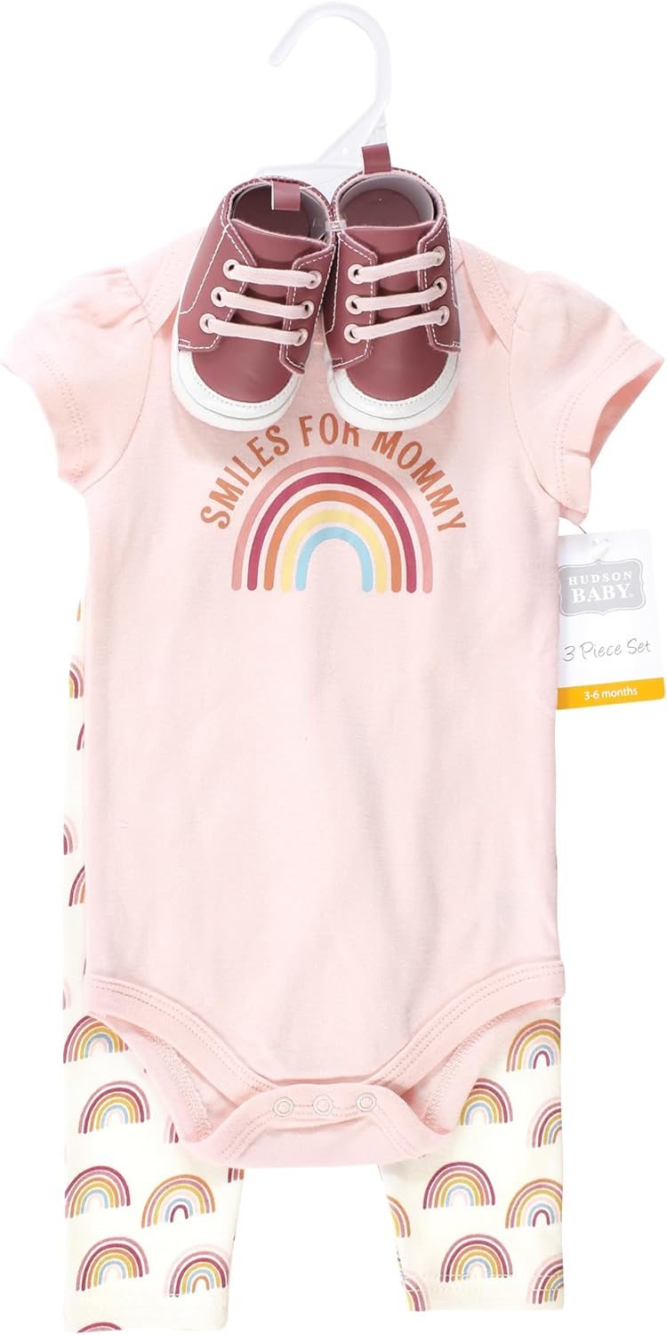 Hudson Baby baby-girls Cotton Bodysuit, Pant and Shoe Set - Image 2