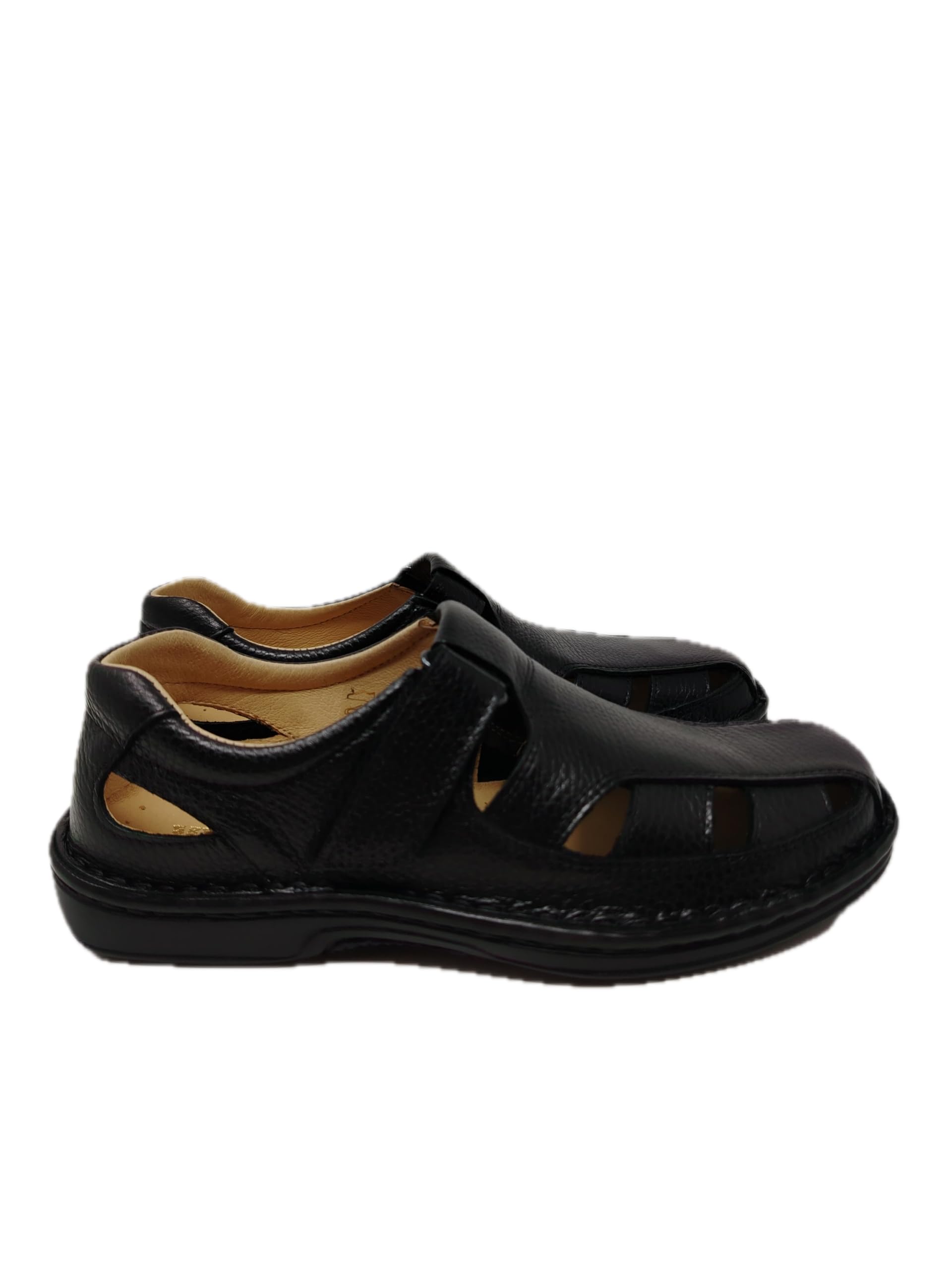 Zapatos Hombre Cómodos de Piel con Velcro Transpirables Tipo Sandalia Cerrada Suela Antideslizante Ancho Especial Hecho en España
