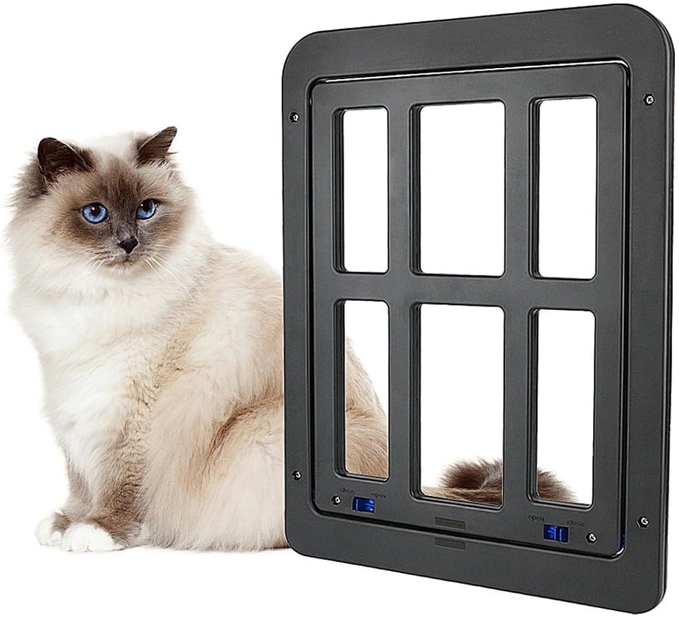 Cat Flap Pet Door 4Way Locking and Easy Installation, for