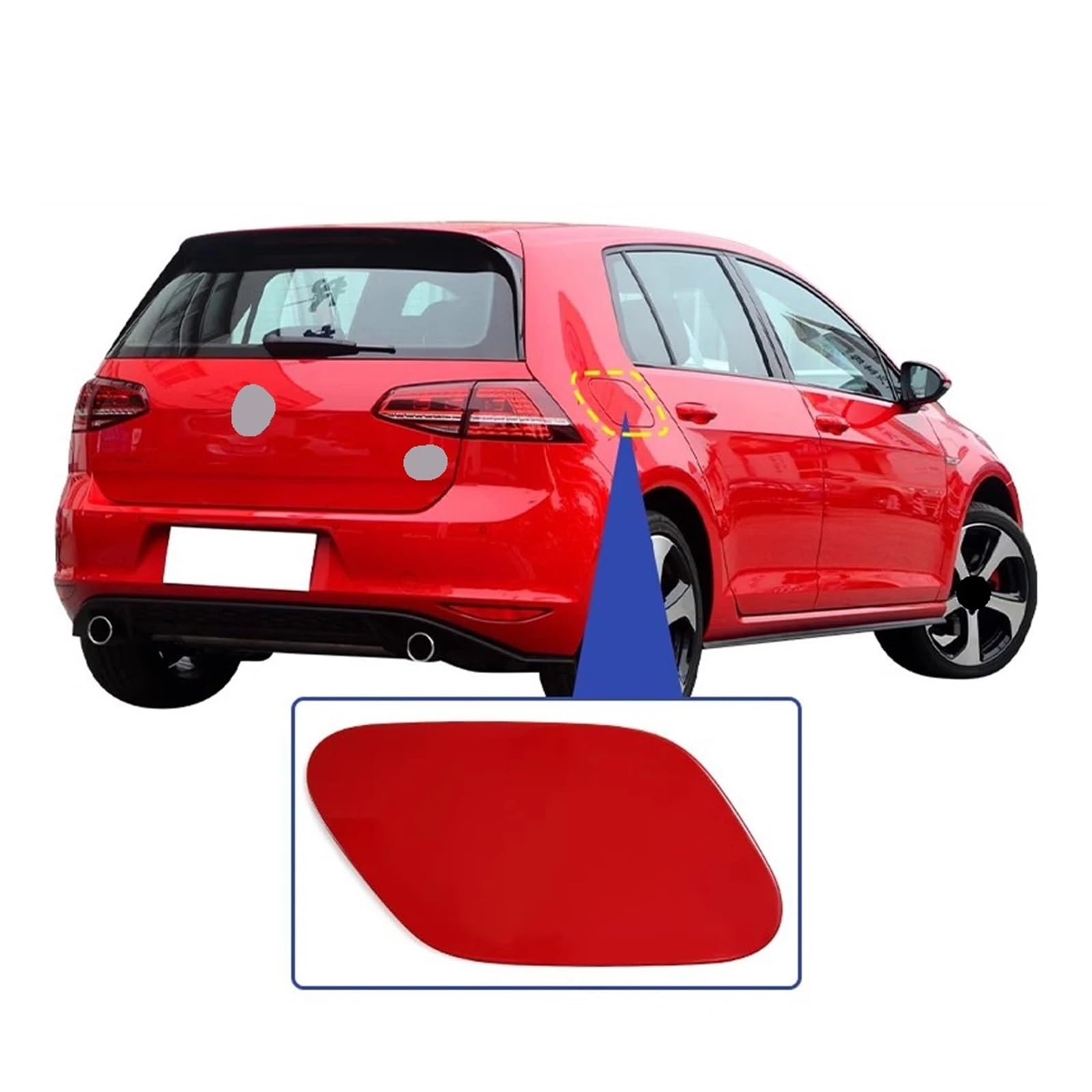 Fuel Gas Tank Filler Door Lid Cover Flap Cap Compatible For VW Golf 7 7.5 MK7 VII 2014 2015 2016 2017 2018 5G0809909 GRU Unprimed Black Red(Maya Red)