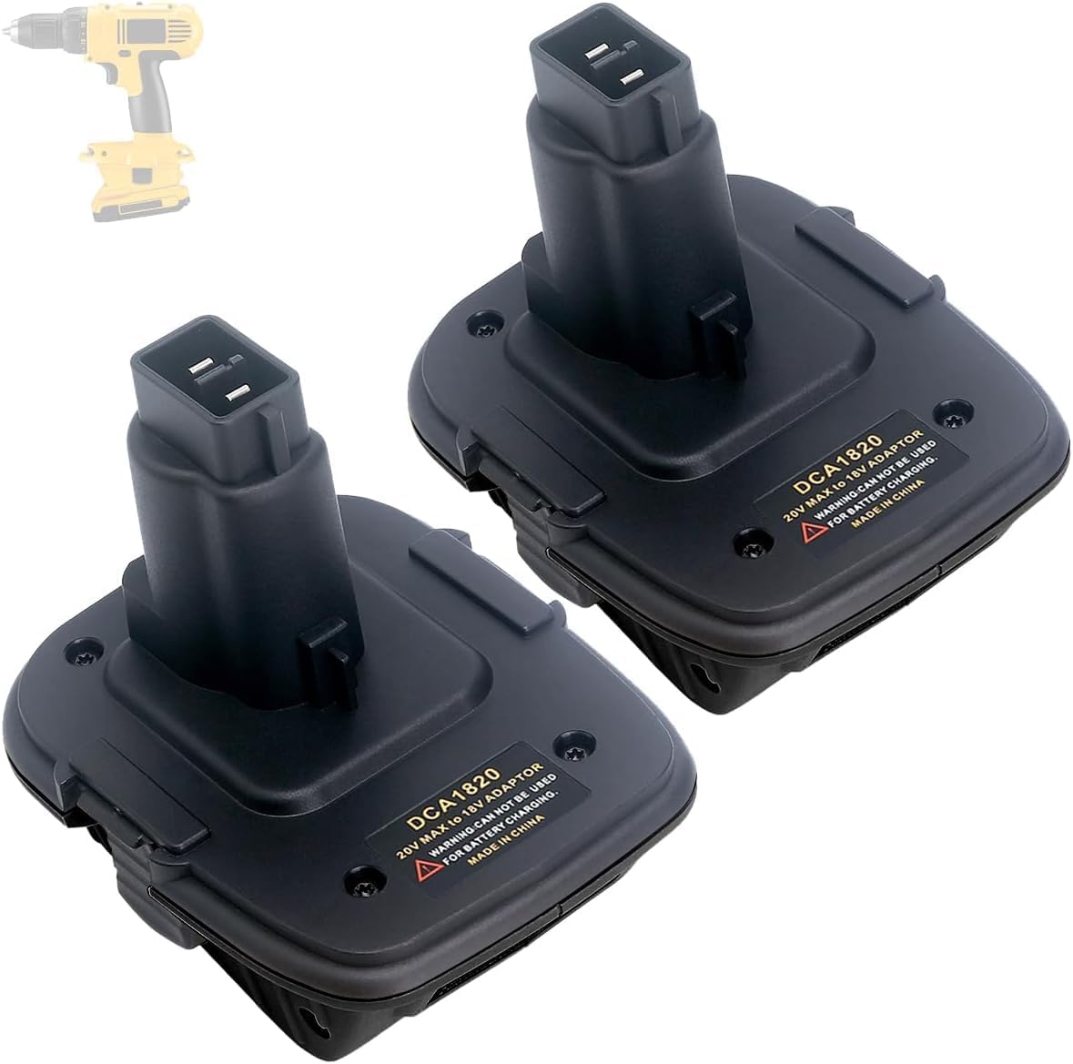 ELEFLY 2 Pack 18V to 20V Adapter DCA1820 Compatible with 20V Lithium Battery DCB206 DCB204 DCB203, Compatible with 18V NiCad & NiMh Tool Battery DC9096 DC9098