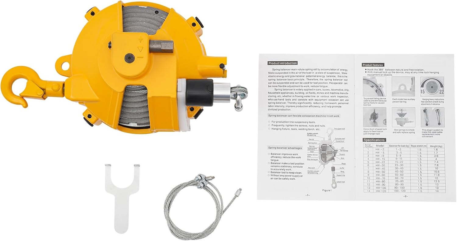 Spring Balancer, Tool Hanging Retractor 9-15kg (20~33lbs), Retractable Balancer, Industrial Tool Hanging Holding Equipment, Heavy Equipment Tools for Lines, Automotive Processing, Accessory Welding