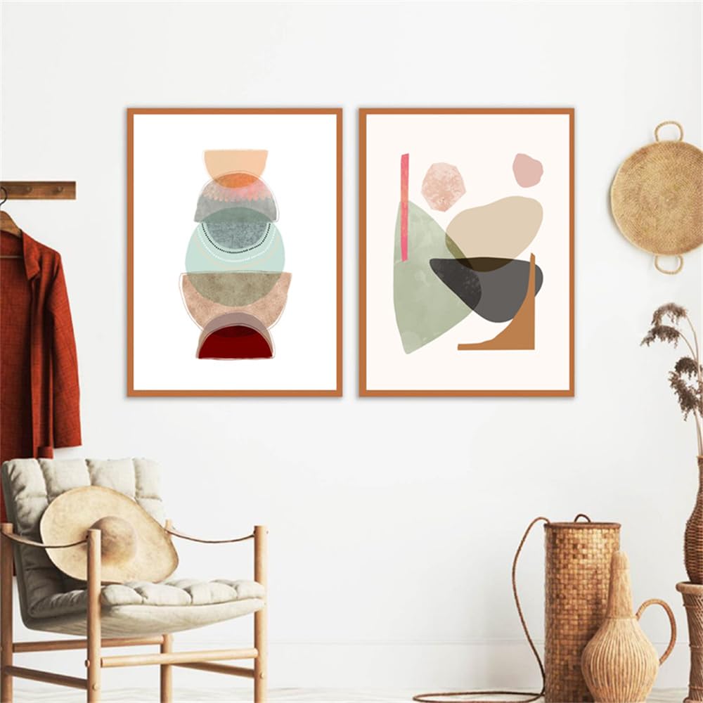 WUHBCZ Art Decor,Abstract Shape Print Poster Minimalist Neutral Colors Canvas Painting Wall Art Pictures Modern Bedroom Office Home Room Decoration-30 * 50cm*2PCS (No Frame)