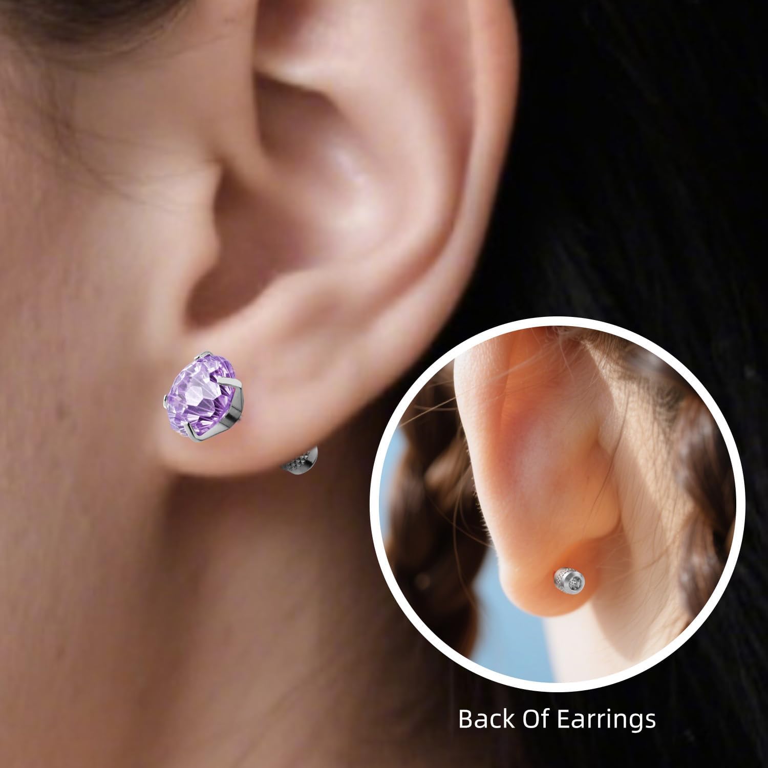 Women Fireworks Cut CZ Titanium Stud Earrings Hypoallergenic Nickel Free for Sensitive Ears Simple Elegant Design Everyday Jewelry Gift Box Titanium Cubic Zirconia - Image 8