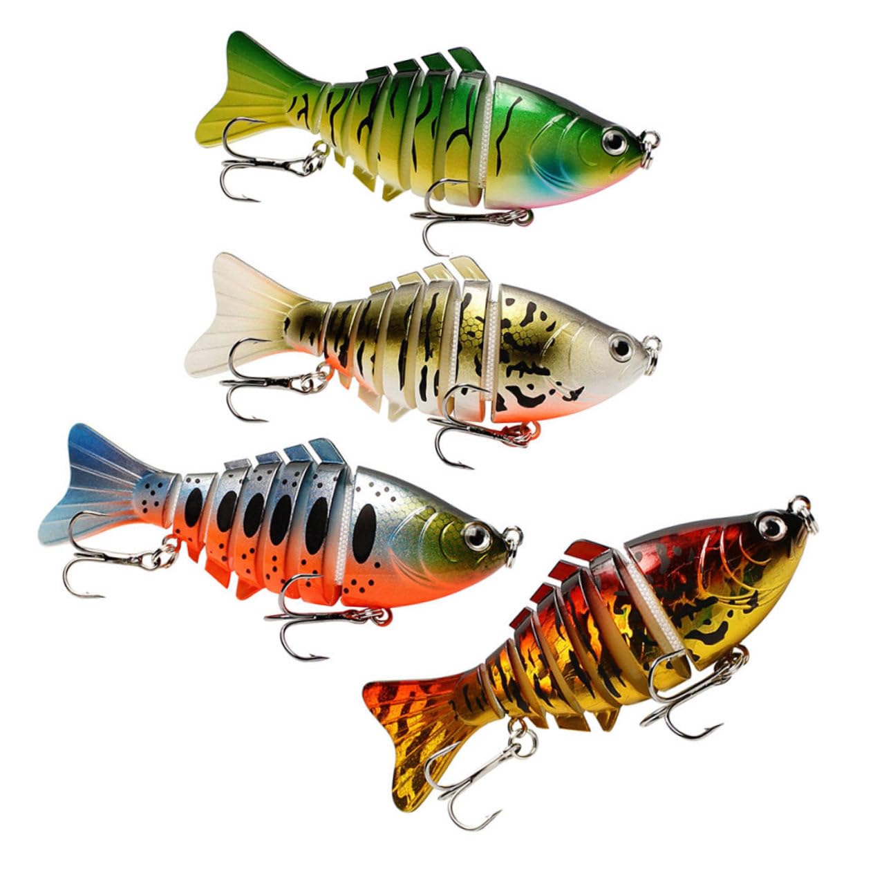 WOONEKY 4 Piezas Señuelos de Pesca Realistas Segmentos Accesorios Pesca Spinning Duraderos para y Agua