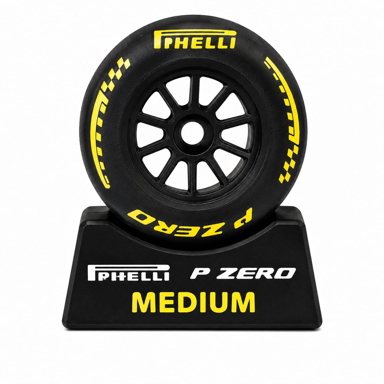 Formula 1 Racing Inspired Medium Tyre Display Model with Stand | Yellow Compound Motorsport Collectible | 1:10 Scale Racing Desk Decor for F1 Enthusiasts | F1 Yellow | 1 Tyre with 1 Stand-picture-29