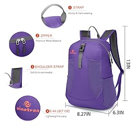 sinotron 22L Lightweight Packable Backpack, Small Foldable Hiking Backpack Day Pack for Travel Camping Outdoor Vacation (purple)