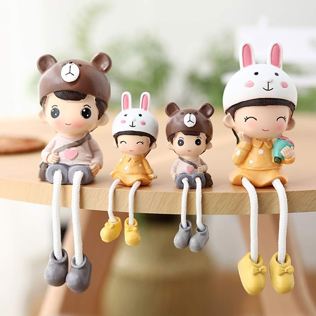 Cute Resin Hanging Doll Family of Four Hanging Feet Doll Handicraft Decoration Accessories Girl Desktop Crafts Home Decor Gifts