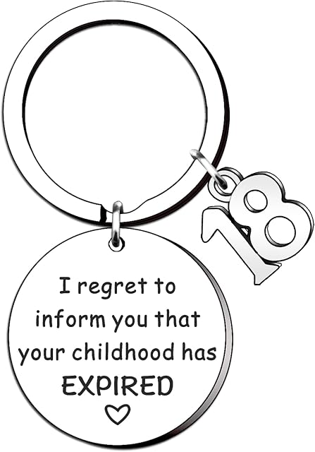TTOVEN 18th Birthday Gifts for Boys Funny Eighteen Keepsake Keyring